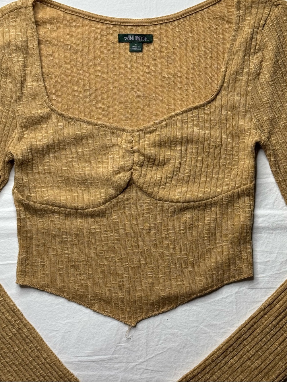 Wild fable - Camel Ribbed Long-Sleeve Cropped Top - Picture 3 of 5